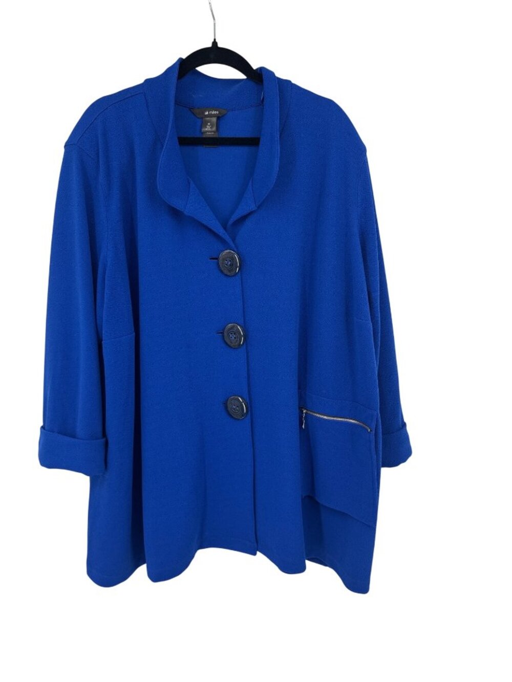 Ali Miles Womens Jacket royal Blue size 3X plus Button-Up knit